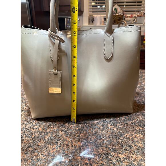 GIANNI NOTARO Cream Genuine Patent Leather Italian Handbag Tote - Picture 6 of 13